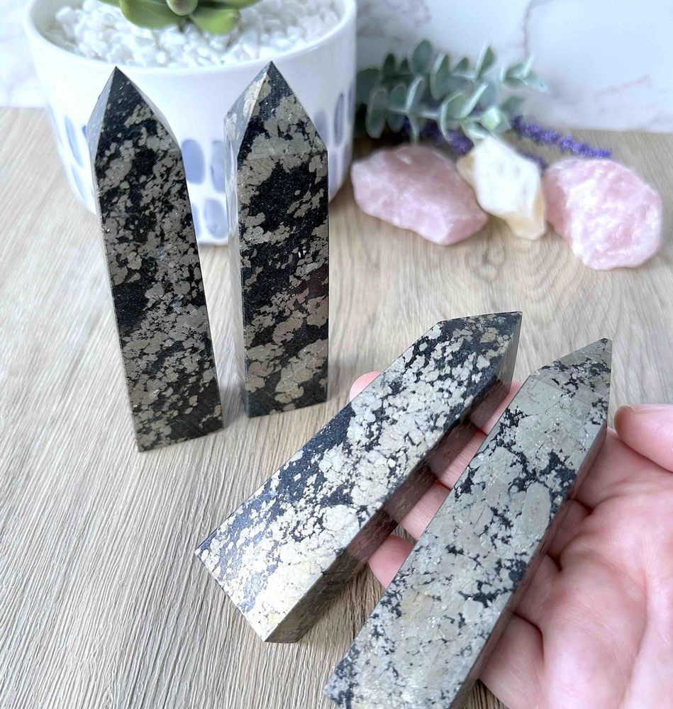 four Pyrite crystal towers fools gold
