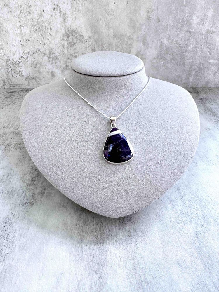 zebra amethyst crystal pendant in sterling silver with optional chain