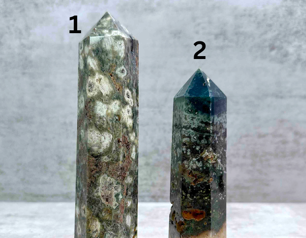 Ocean jasper crystal towers with numbers