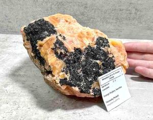 phlogopite mica in orange calcite crystal specimen 1.9kg