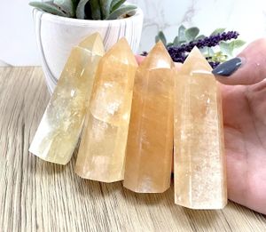 yellow calcite crystal towers, the holistic hamper UK online crystal shop