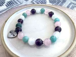 Mother's Day Handmade Beaded Crystal Healing Gemstone Bracelet with Optional Charm, The Holistic Hamper, online crystal shop UK