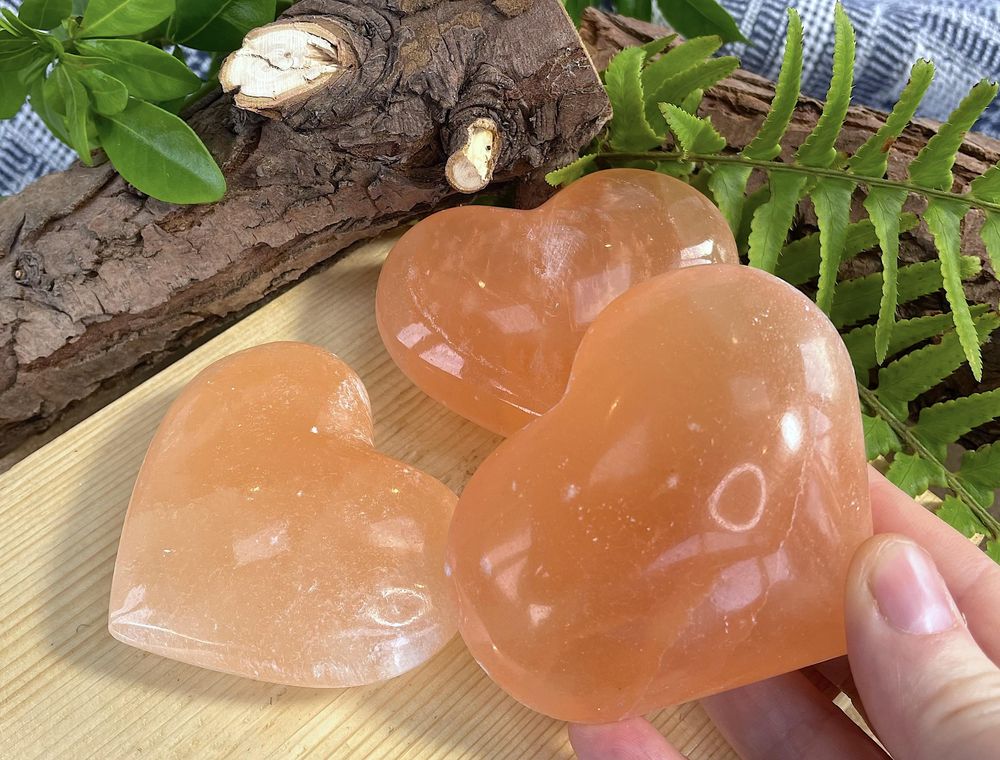 Orange Selenite Crystal Heart, The Holistic Hamper, online crystal shop UK