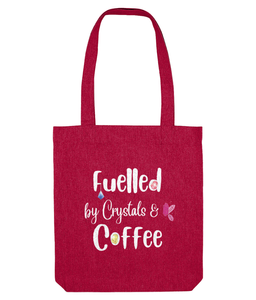 cranberry Fuelled by crystals and coffee tote bag, UK online crystal shop