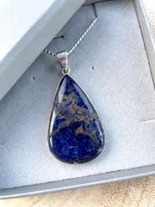 sodalite crystal pendant and silver 18 inch necklace in box, The Holistic Hamper Crystals UK