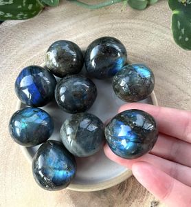 Large Grade A Labradorite Cuddle tumble stones on a plate, the holistic hamper crystals UK online shop