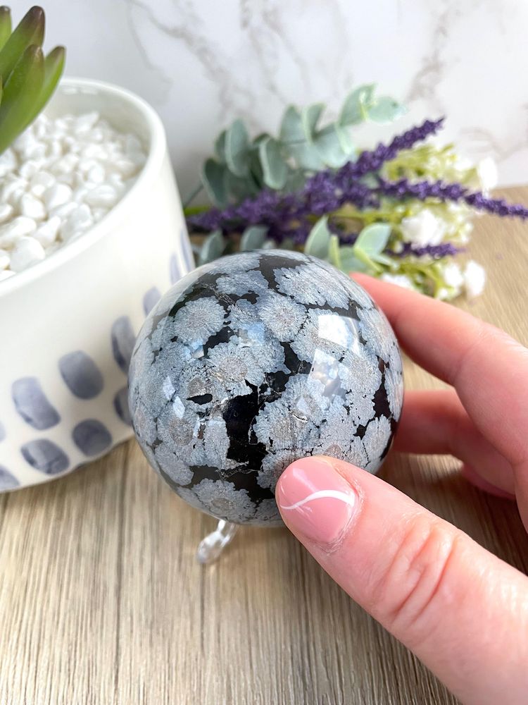 snow obsidian sphere, The holistic Hamper crystals online shop