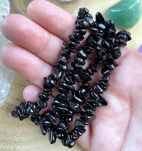Black Tourmaline chip bracelets, gemstone bracelet gifts, crystal shop
