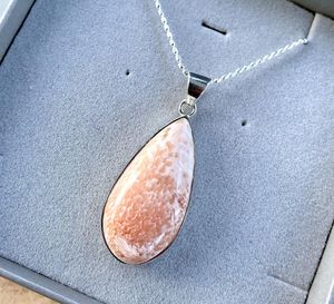 Sterling silver scolocite pendant and chain in a box, the holistic hamper