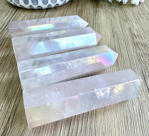 aura rose quartz towers, crystal towers from the holistic hamper crystals