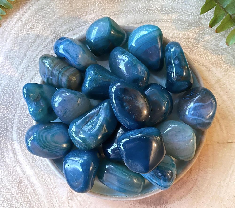 Blue Striped Banded Agate Crystal Healing Tumble Stone, The Holistic Hamper, online crystal shop UK