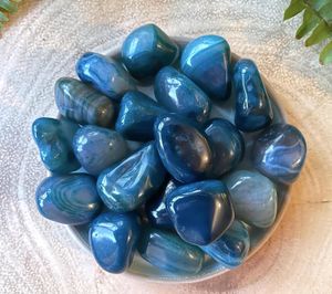 Blue Striped Banded Agate Crystal Healing Tumble Stone, The Holistic Hamper, online crystal shop UK