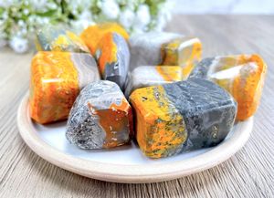 extra large bumble bee jasper crystal  tumble stones the holistic hamper online crystal shop