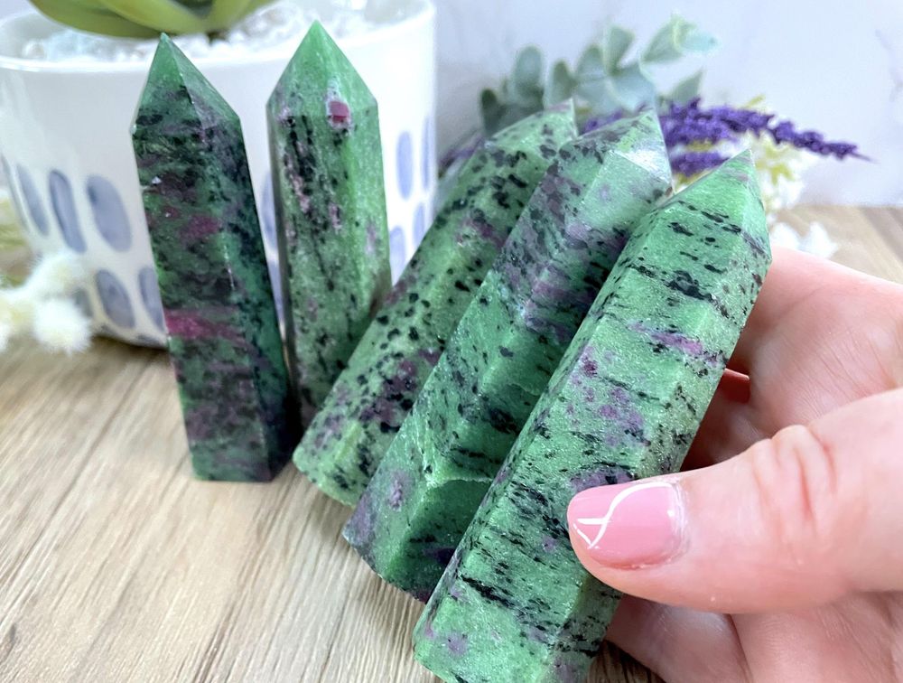 Ruby in zoisite crystal towers, the holistic hamper UK crystal shop