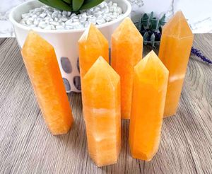orange calcite crystal towers