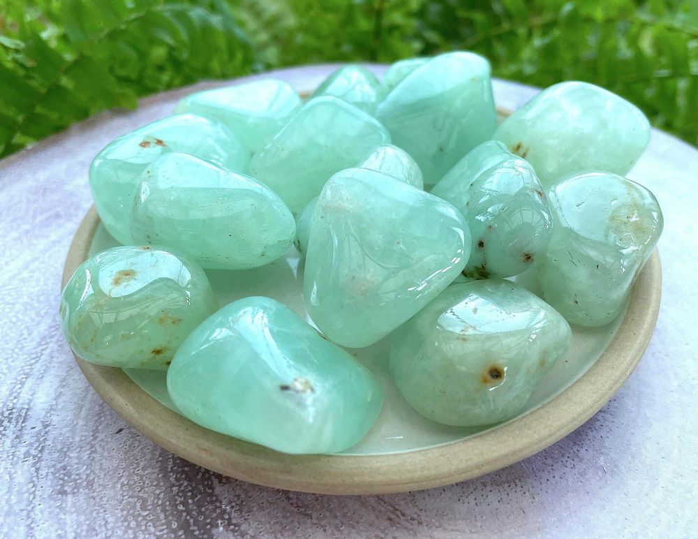 Prehnite crystal tumbled stones, healing crystals gifts, uk online crystal shop