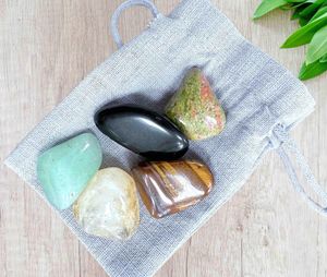 New beginnings crystals set five tumbled stones with gift bag