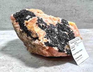 phlogopite mica in orange calcite crystal specimen 1.9kg