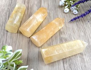 yellow calcite crystal towers, the holistic hamper UK online crystal shop