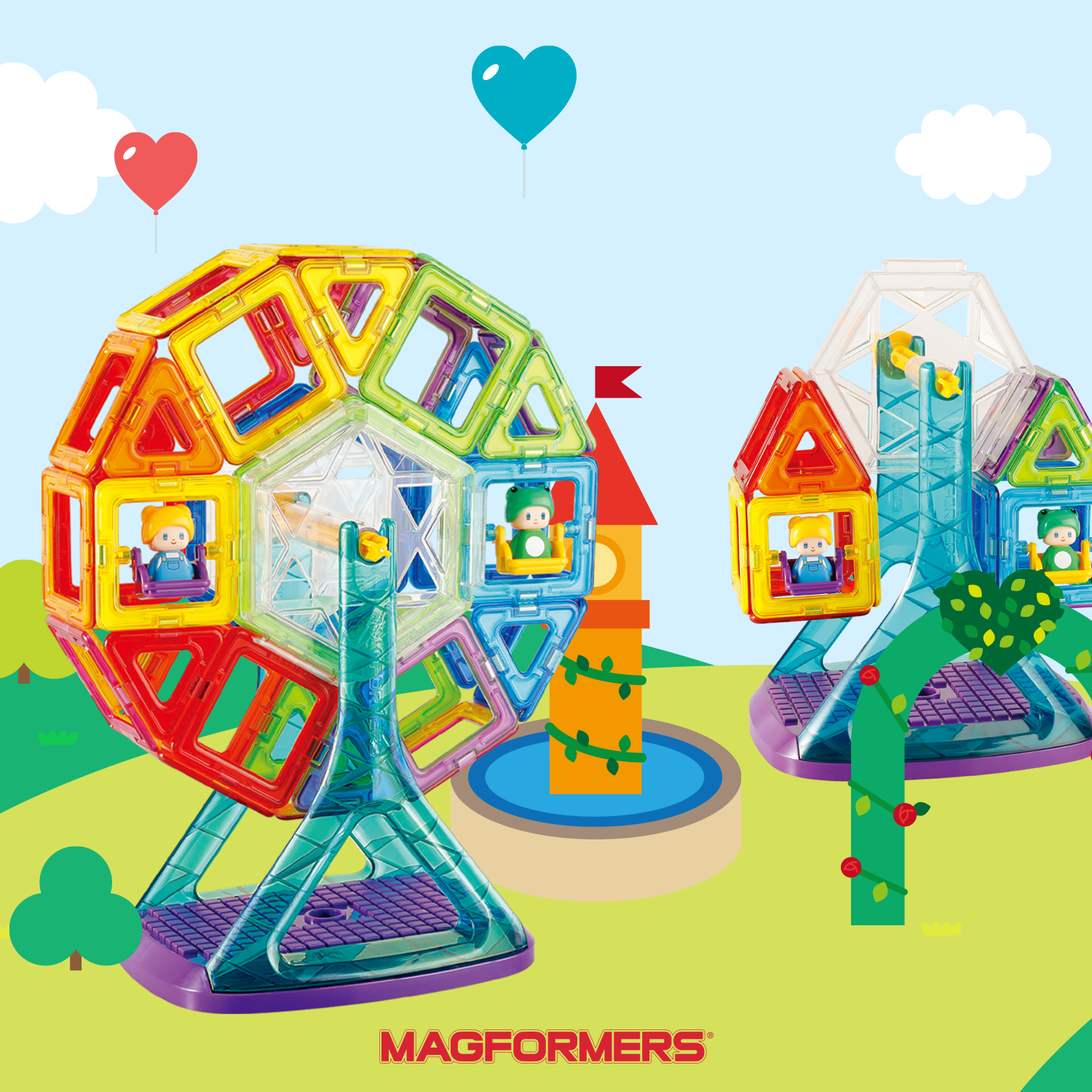 Magformers Designer Carnival 46Pc Magnetic Construction Educational STEM Toy