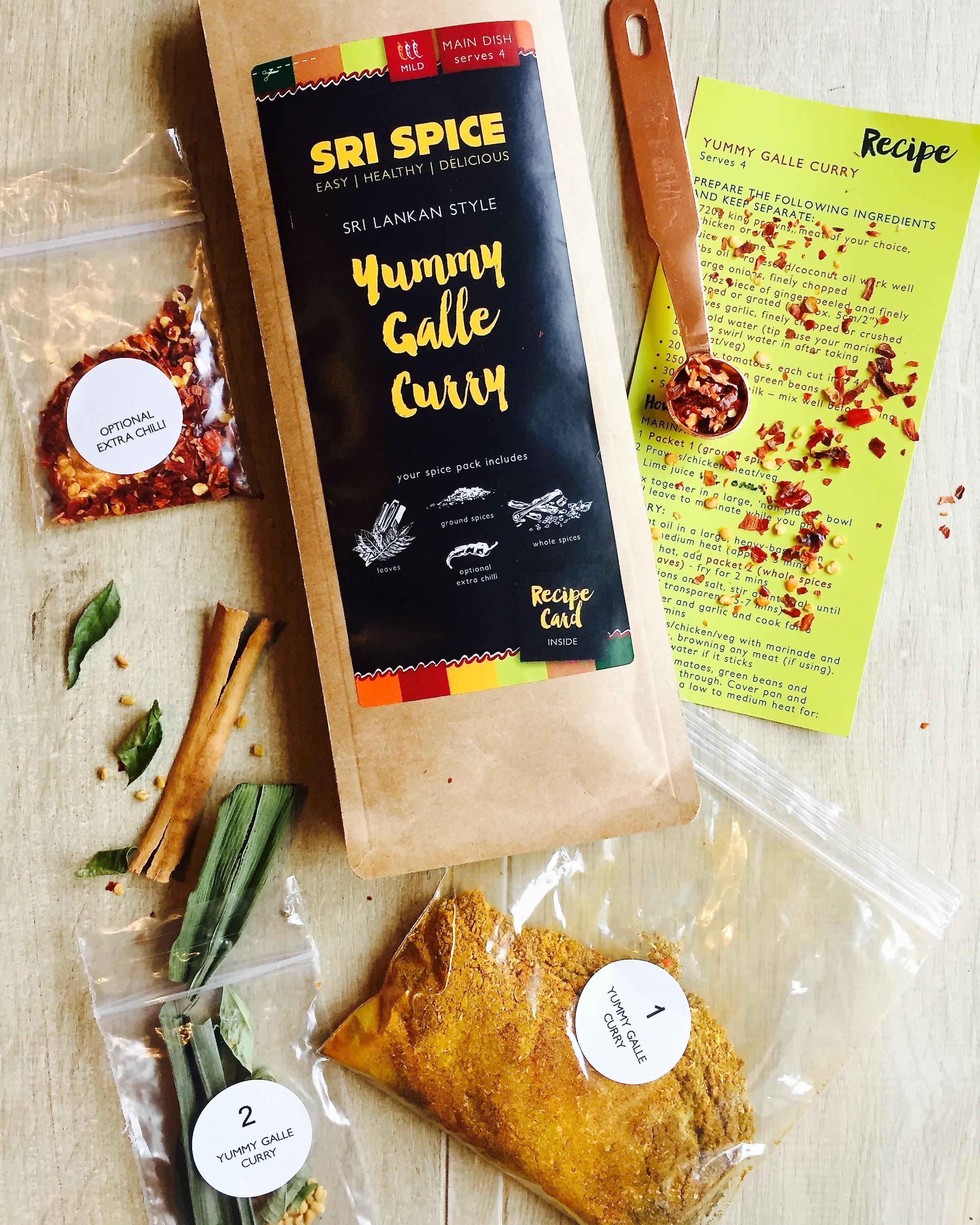 Yummy Galle Curry kit recipe card and spices