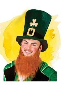 St Patrick's Day leprechaun hat with beard by Wicked Costumes 9209 available here at Karnival Costumes online party shop