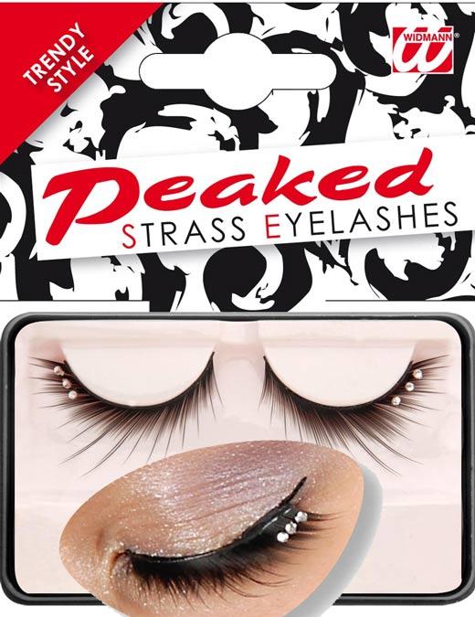 Eyelashes - Black with Crystals - Peaked Strass
