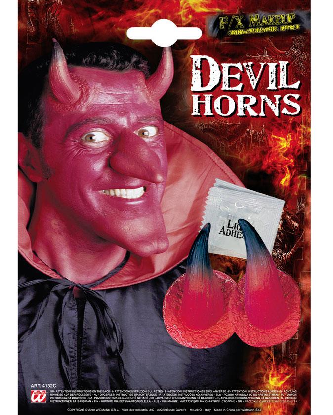 Red Devil Horns with Black Tips Special Effects Makeup by Widmann 4132C