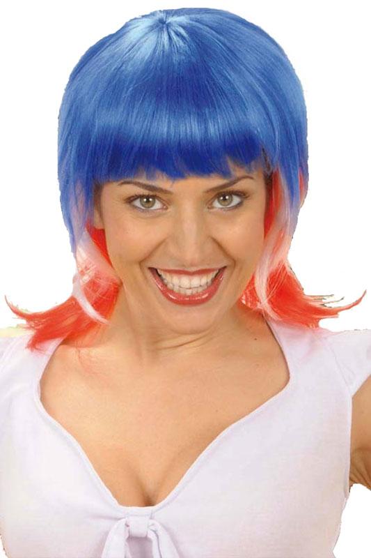 Lady's Blue White and Red Wig by Widmann S0702 available here at Karnival Costumes online party shop