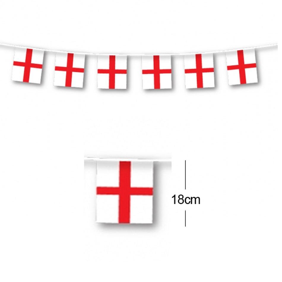 St George's Flag Bunting 3m length by Amscan 993880 and perfect for using indoors or outside. Available here at Karnival Costumes online party shop
