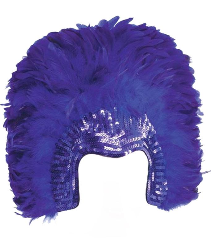 Deluxe Purple Feather Headress with Purple Sequin Trim