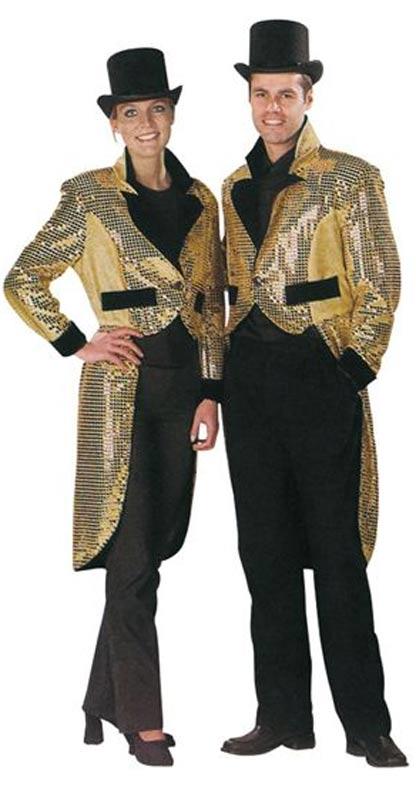 Showgirl Gold Sequin Tailcoat Adult Fancy Dress Costume