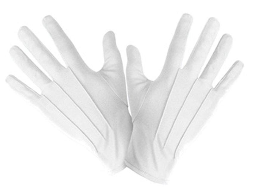 Men's White Dress Gloves by Widmann 4638B perfect for Santa, clown costumes and much more. Available from a range of coloured gloves here at Karnival Costumes online party shop