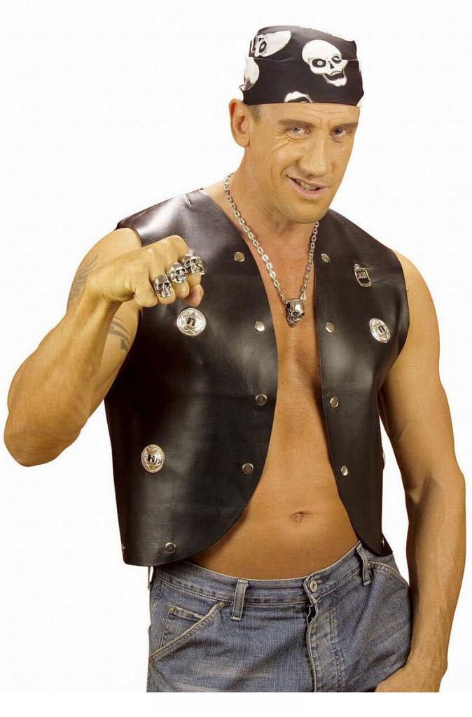 Studded Biker or Punk Vest from Widmann 4308B available at Karnival Costumes