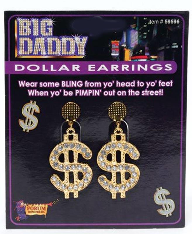 Big Daddy Dollar Earrings by Bristol Novelties BA538 available here at Karnival Costumes online party shop