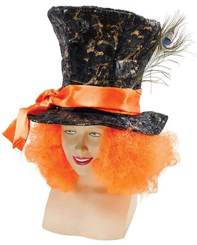 Mad Hatter Hat with Orange Hair