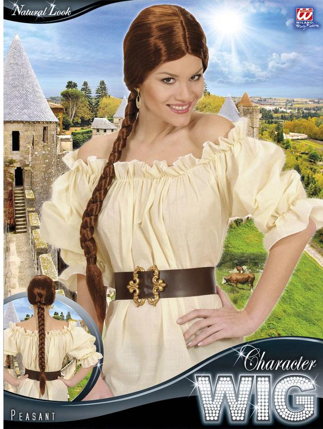 Lady's Castle Beauty Wig with Long Plait in Brown by Widmann R0725 available here at Karnival Costumes online party shop