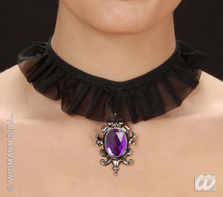 Gothic Choker with Purple Gemstone Halloween Fashion Jewellery