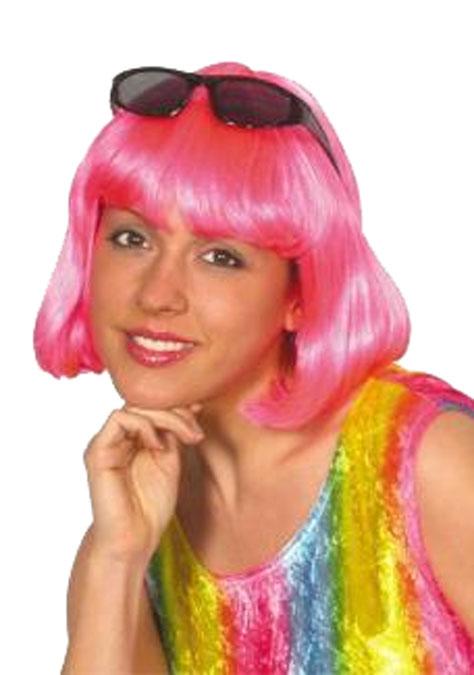 Hot Pink 12" Bright Pink Bob Cheerleader Wig by Pams 1417507 available from Karnival Costumes online party shop
