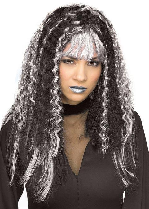 Sinister Crimped Wig in Black and Silver by Rubies 51347 available here at Karnival Costumes online Halloween shop