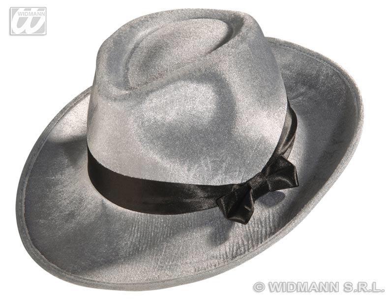 Grey Velvet Gangster Hat