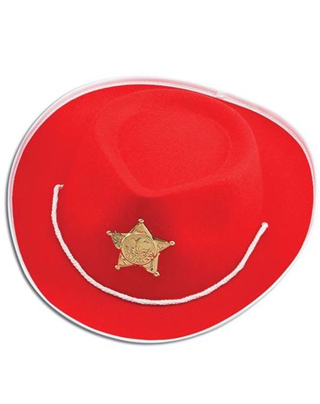 Children's Red Felt Cowboy Hat with Decoration