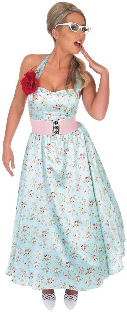 50s Blue Day Dress - 50s Costumes and Historical Fancy Dress