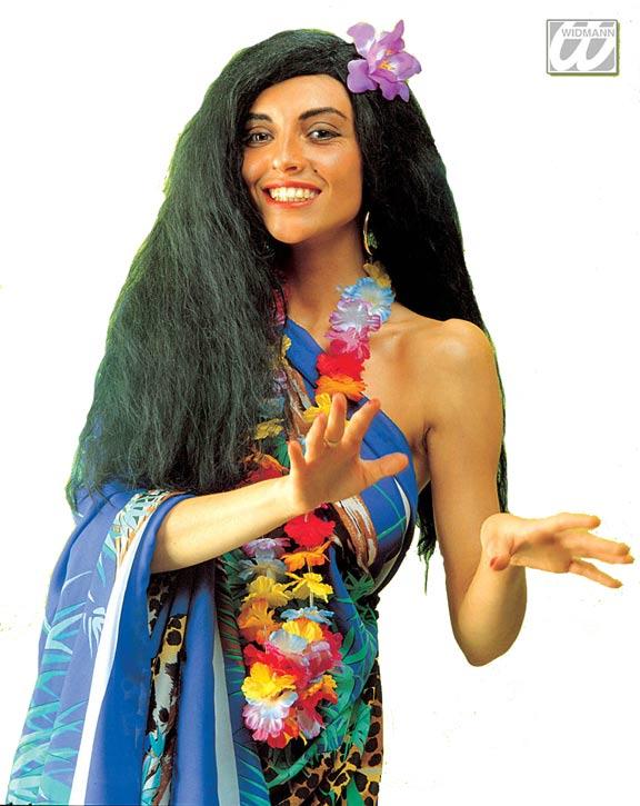 Hawaiian Wig with Orchid - Luau Costume Wigs
