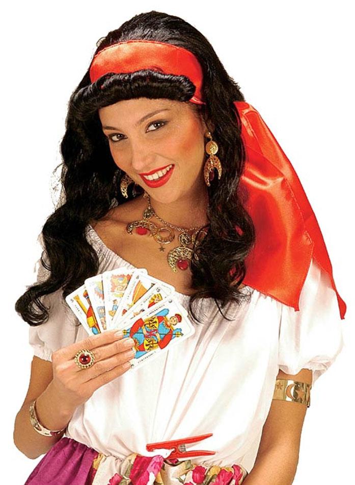 Gypsy Wig with Satin Headscarf by Widmann G6223 available here at Karnival Costumes online party shop