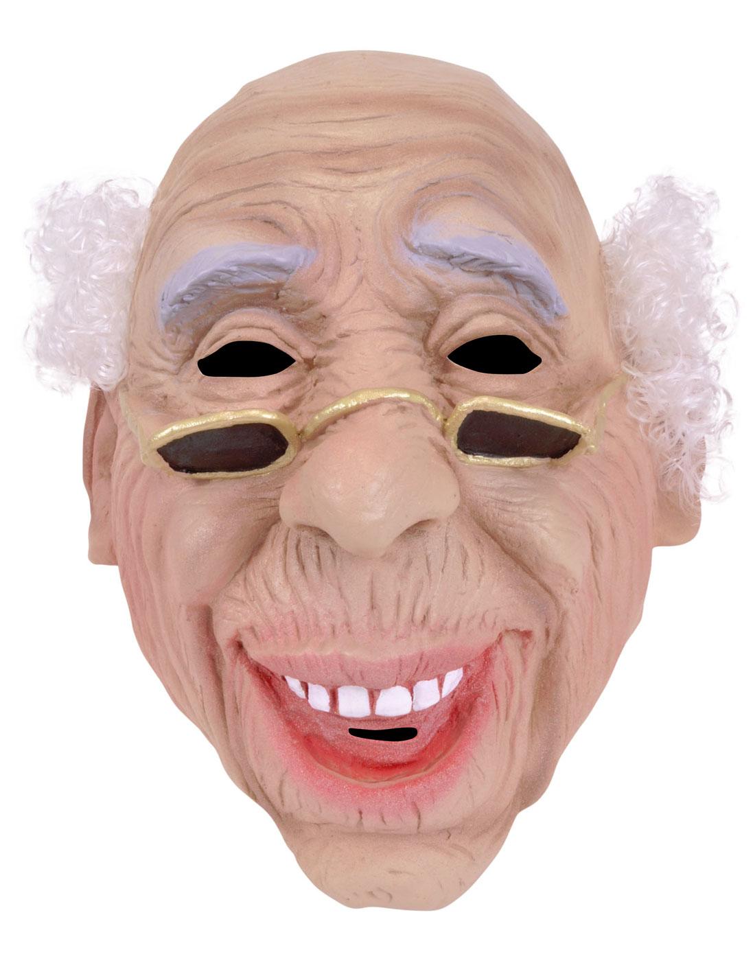 Old Man Mask with White Hair by Bristol Novelties BM235 from a collection of funny costume masks available here at Karnival Costumes online party shop