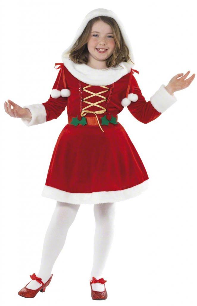 Girl's deluxe Little Miss Santa dress 38196 available here at Karnival Costumes online Christmas party shop
