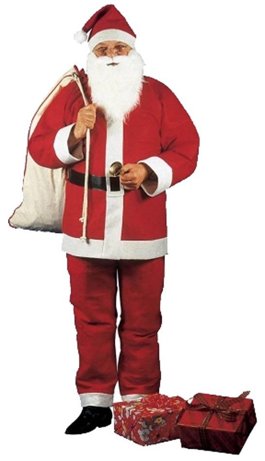 Complete Flannel Santa Claus Costume with beard and moustache by Widmann 1536E available here at Karnival Costumes online party shop