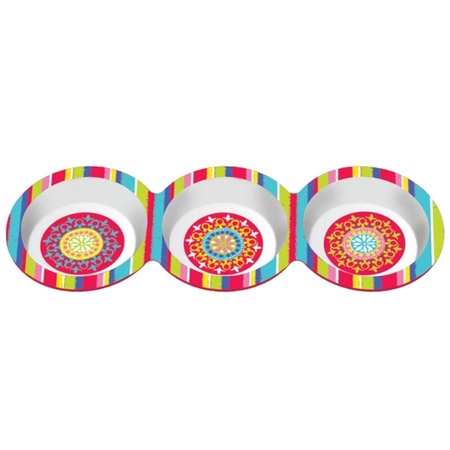 Del Sol 3 Section Dish perfect for Fiestas or Bollywood parties available from Karnival Costumes
