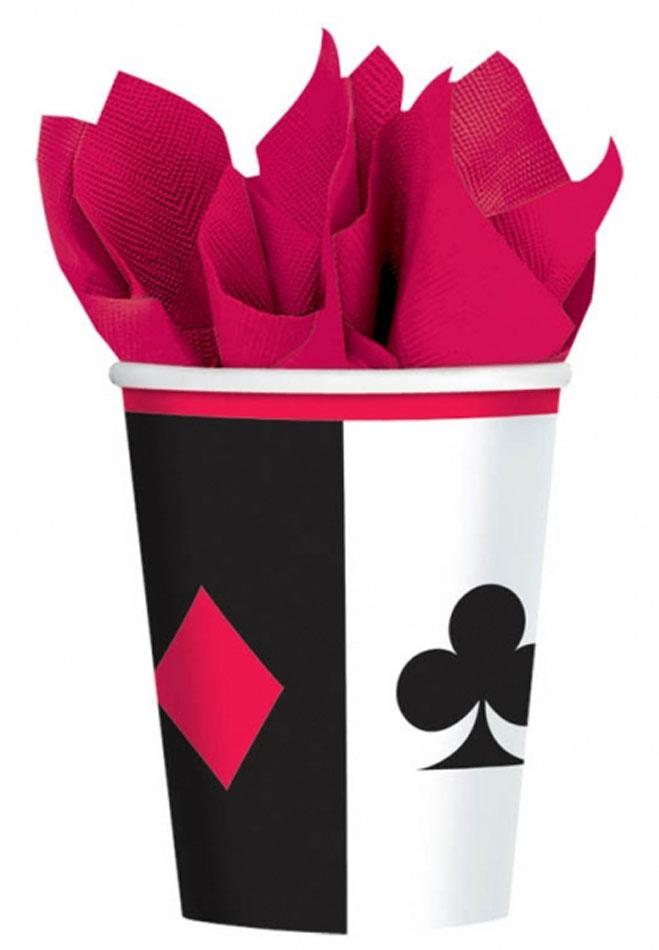 Pack of 8 Card Night Casino Hot/Cold Cups with capacity of 9oz or 266ml by Amscan 581227 available from Karnival Costumes online party shop